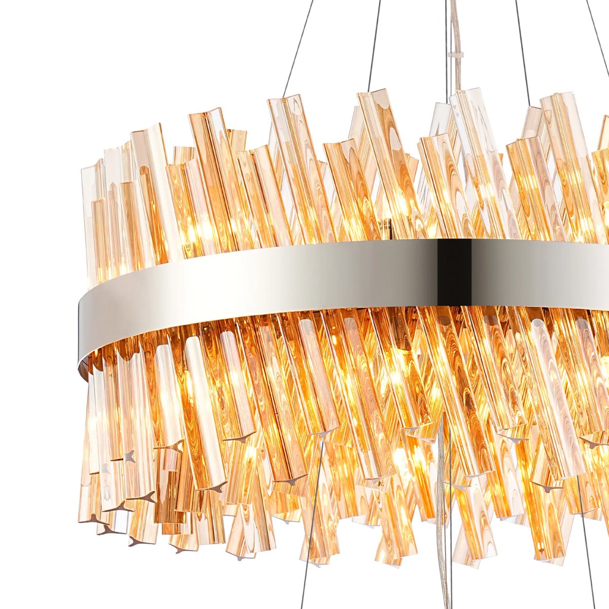 Regent Chatou 2 Tier 28 Light Pendant Light - Polished Nickel / Amber