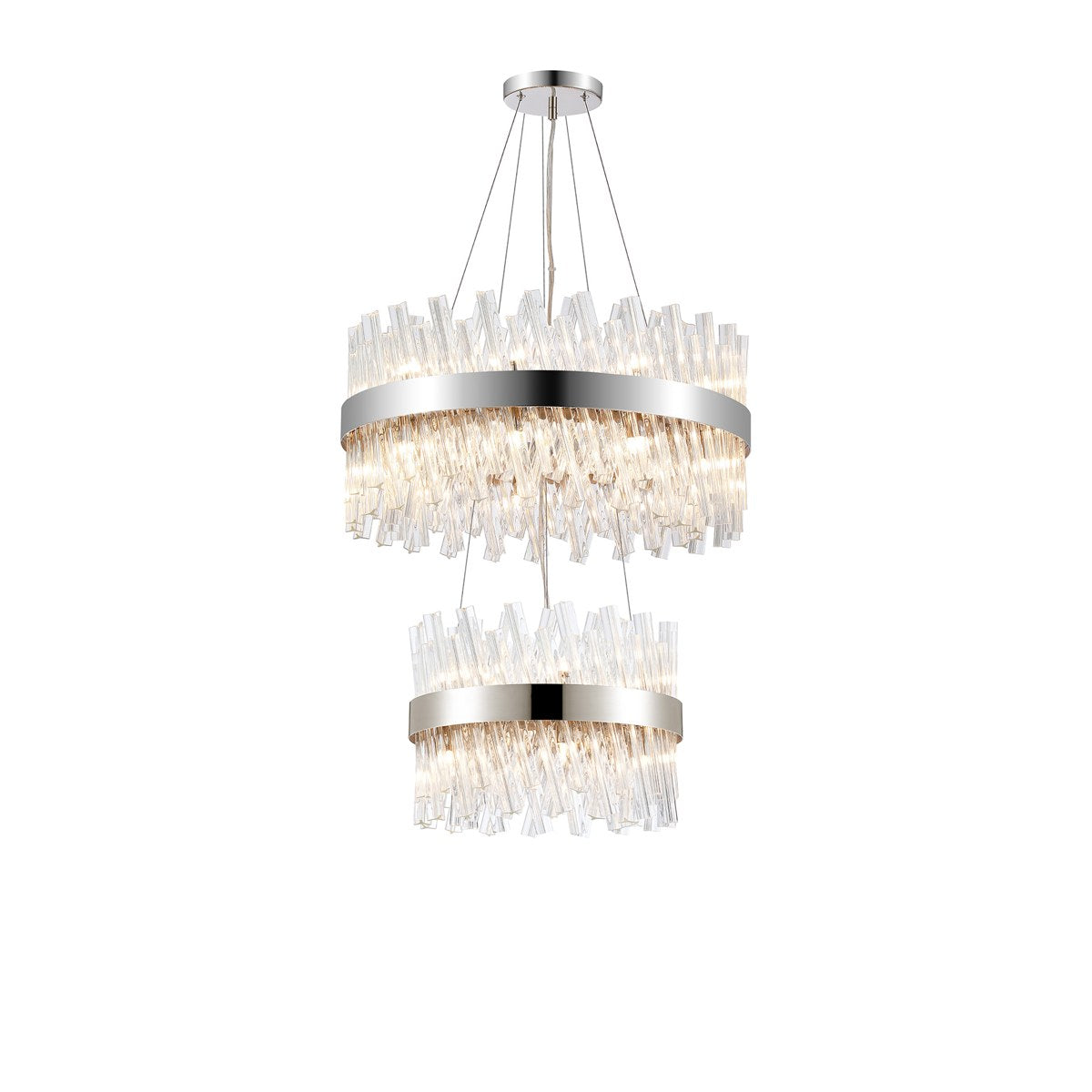 Regent Chatou 2 Tier 28 Light Pendant Light - Polished Nickel / Clear