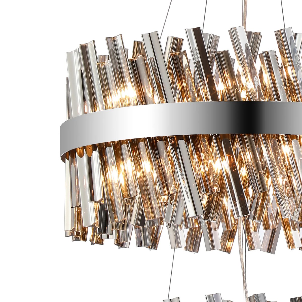 Regent Chatou 2 Tier 28 Light Pendant Light - Polished Nickel / Smoke