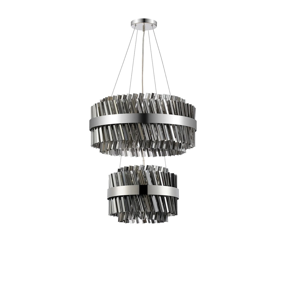 Regent Chatou 2 Tier 28 Light Pendant Light - Polished Nickel / Smoke
