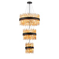 Regent Chatou 3 Tier 34 Light 600mm Pendant Light - Satin Black / Amber
