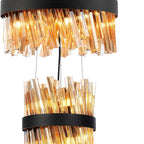 Regent Chatou 3 Tier 34 Light 600mm Pendant Light - Satin Black / Amber