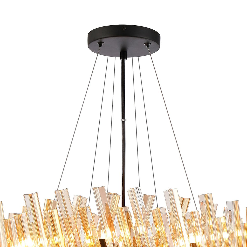 Regent Chatou 3 Tier 34 Light 600mm Pendant Light - Satin Black / Amber
