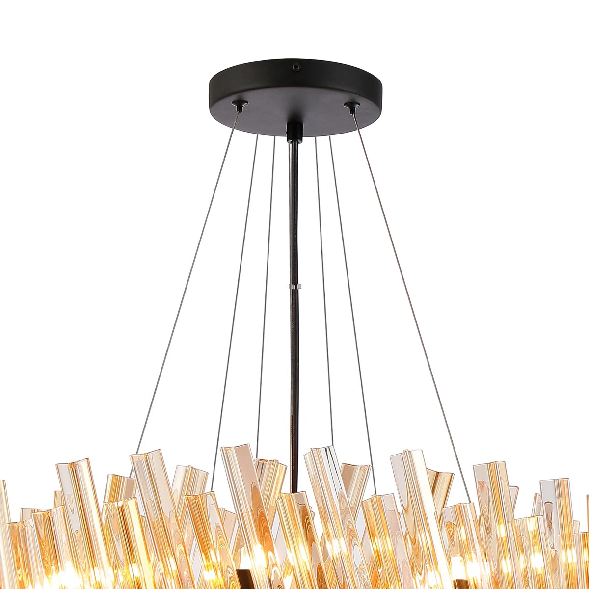 Regent Chatou 3 Tier 34 Light 600mm Pendant Light - Satin Black / Amber