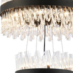 Regent Chatou 3 Tier 34 Light 600mm Pendant Light - Satin Black / Clear