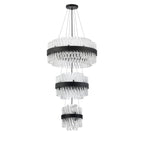 Regent Chatou 3 Tier 34 Light 600mm Pendant Light - Satin Black / Clear