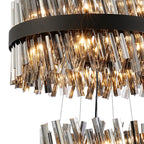 Regent Chatou 3 Tier 34 Light 600mm Pendant Light - Satin Black / Smoke