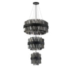 Regent Chatou 3 Tier 34 Light 600mm Pendant Light - Satin Black / Smoke