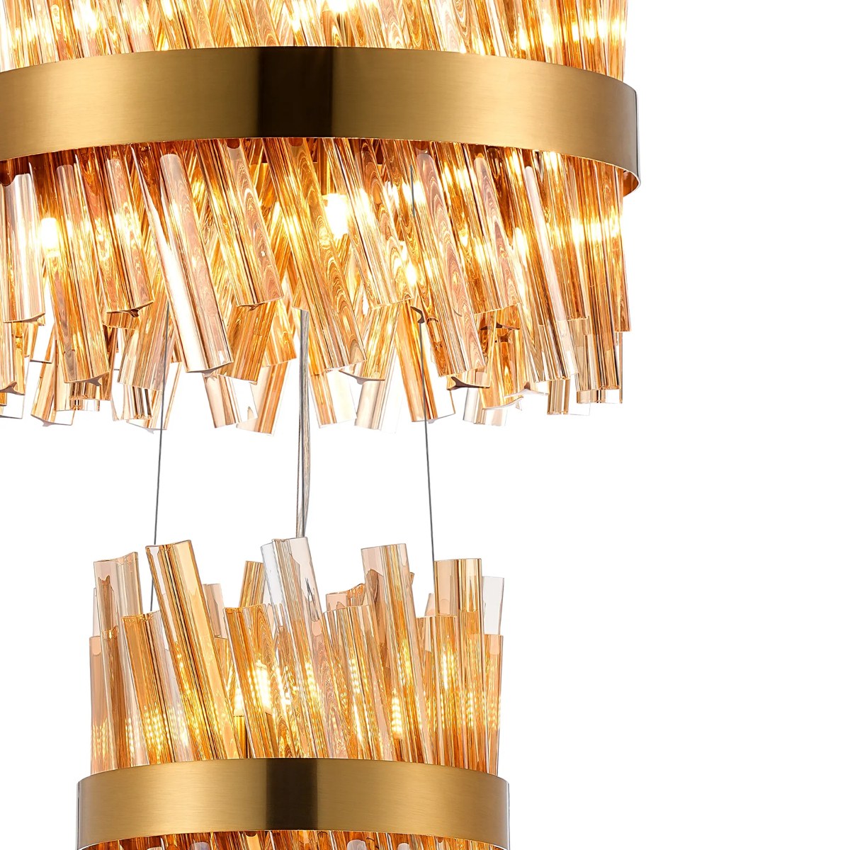 Regent Chatou 3 Tier 34 Light 600mm Pendant Light - Brass / Amber