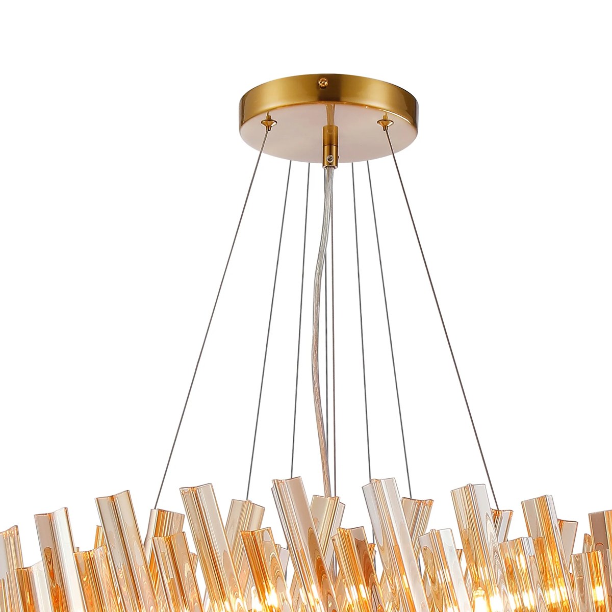 Regent Chatou 3 Tier 34 Light 600mm Pendant Light - Brass / Amber