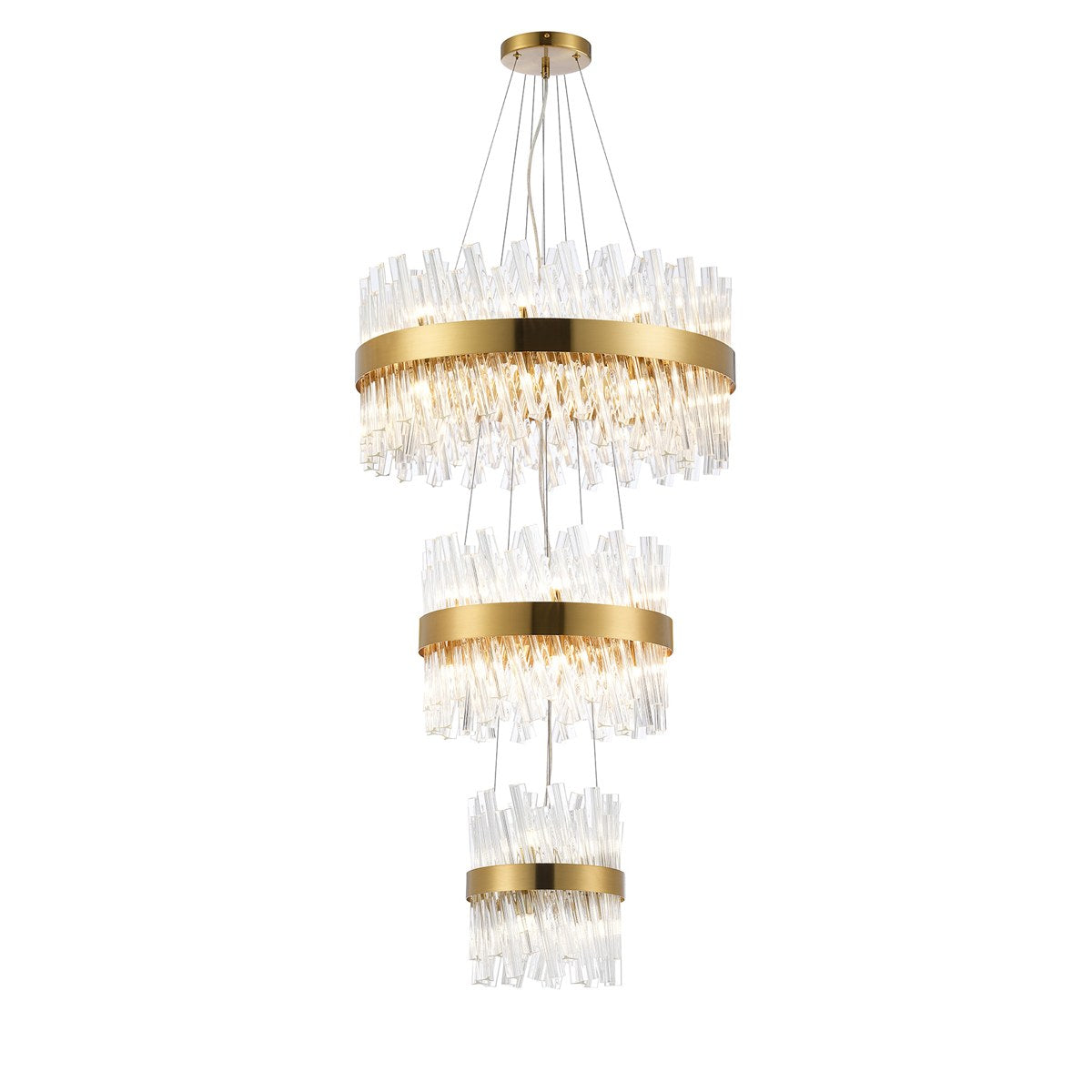Regent Chatou 3 Tier 34 Light 600mm Pendant Light - Brass / Clear