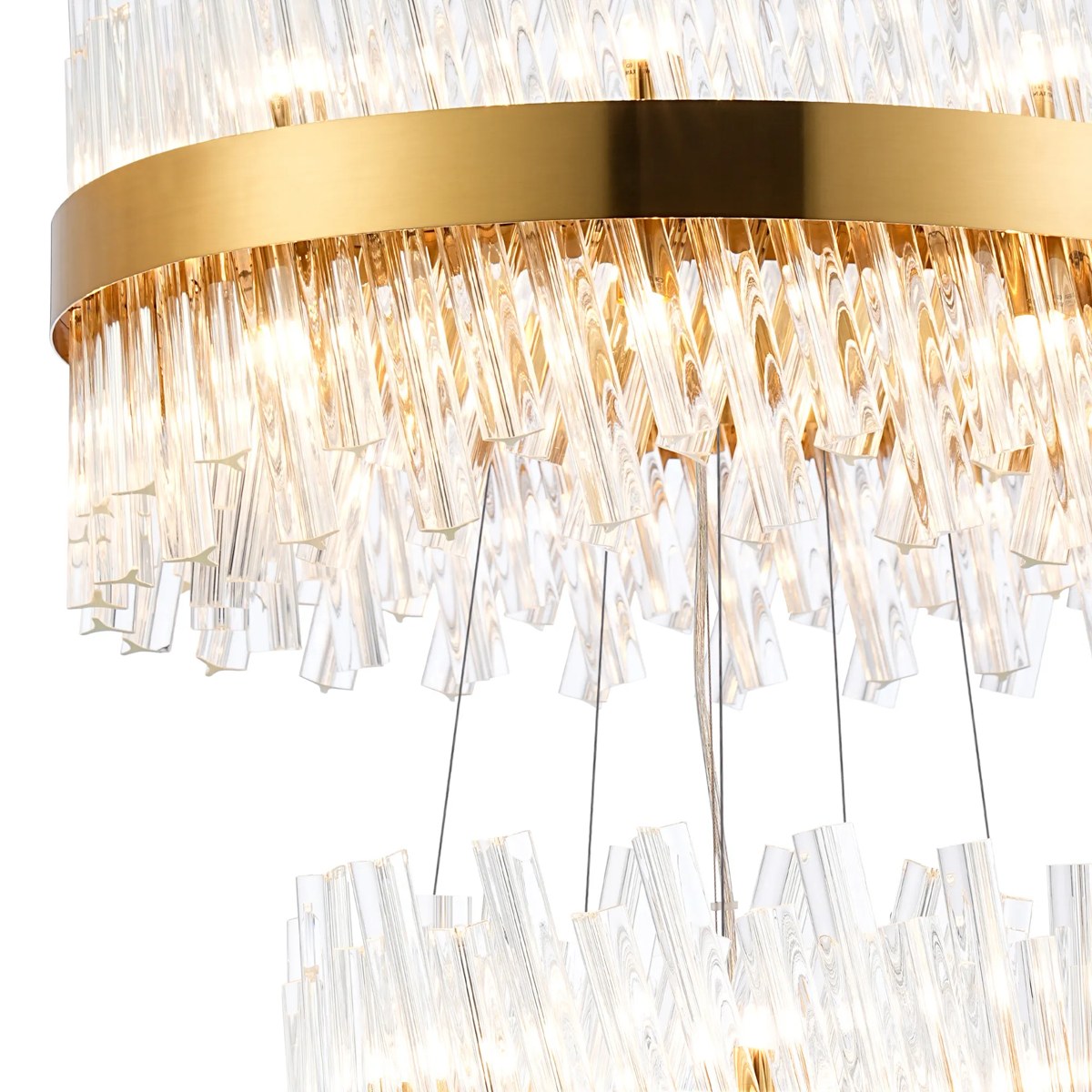 Regent Chatou 3 Tier 34 Light 600mm Pendant Light - Brass / Clear