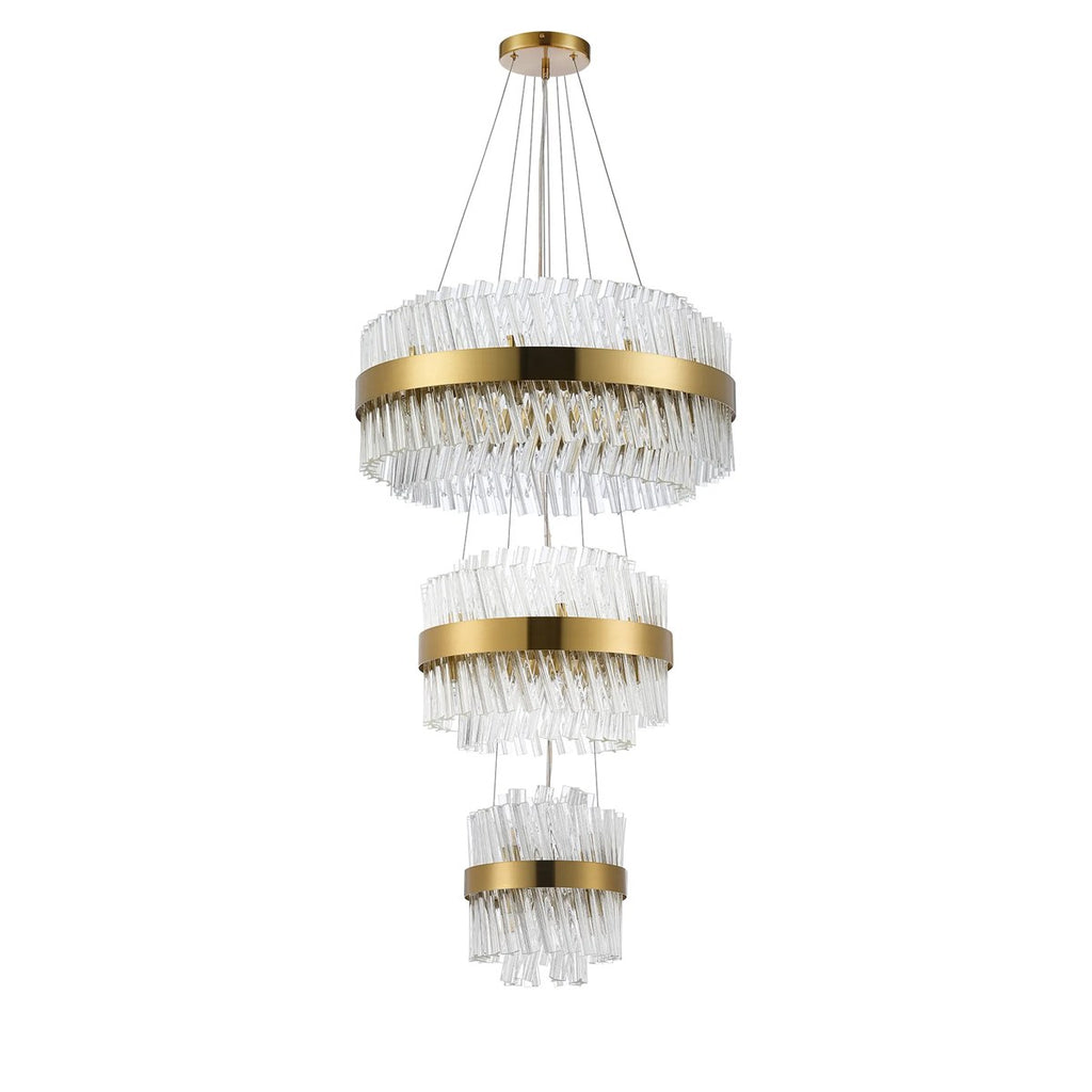 Regent Chatou 3 Tier 34 Light 600mm Pendant Light - Brass / Clear