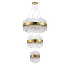 Regent Chatou 3 Tier 34 Light 600mm Pendant Light - Brass / Clear