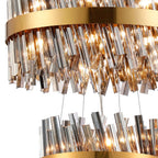 Regent Chatou 3 Tier 34 Light 600mm Pendant Light - Brass / Smoke