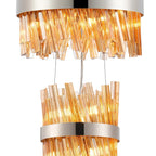 Regent Chatou 3 Tier 34 Light 600mm Pendant Light - Polished Nickel / Amber