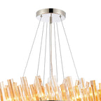 Regent Chatou 3 Tier 34 Light 600mm Pendant Light - Polished Nickel / Amber