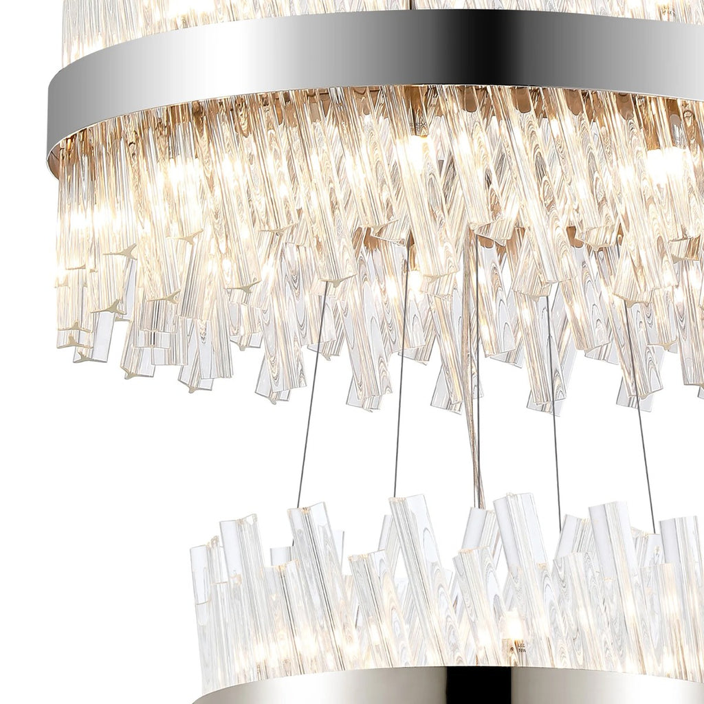 Regent Chatou 3 Tier 34 Light 600mm Pendant Light - Polished Nickel / Clear