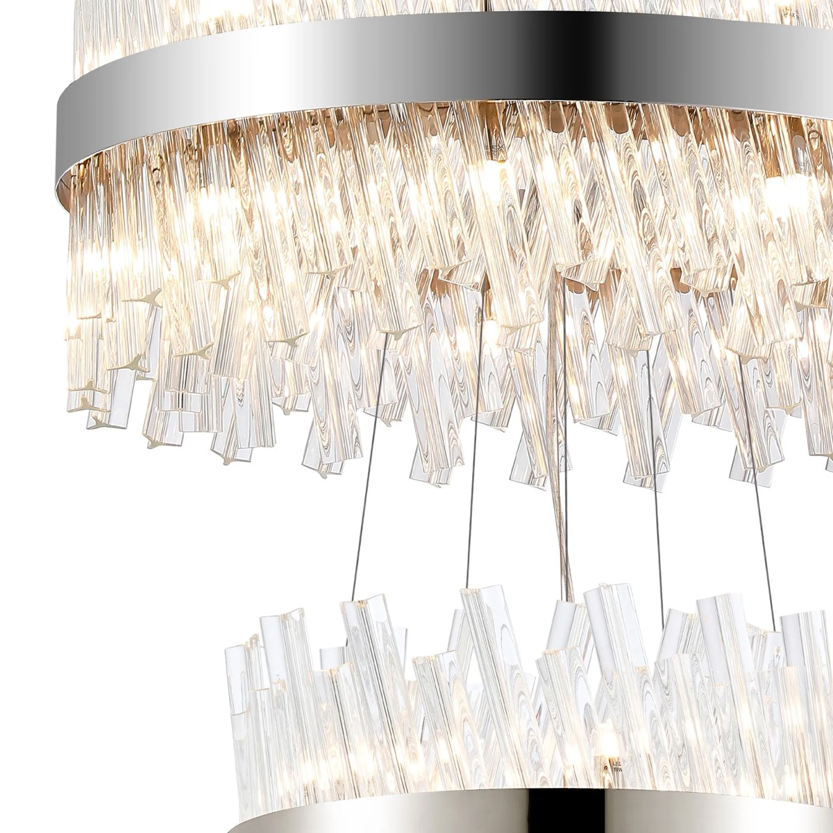Regent Chatou 3 Tier 34 Light 600mm Pendant Light - Polished Nickel / Clear