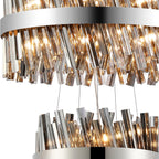 Regent Chatou 3 Tier 34 Light 600mm Pendant Light - Polished Nickel / Smoke