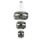Regent Chatou 3 Tier 34 Light 600mm Pendant Light - Polished Nickel / Smoke