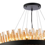 Regent Chatou 3 Tier 52 Light 800mm Pendant Light - Satin Black / Amber