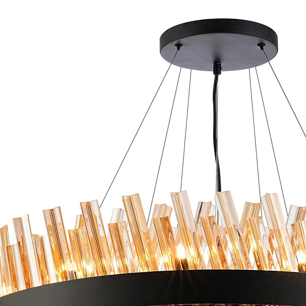 Regent Chatou 3 Tier 52 Light 800mm Pendant Light - Satin Black / Amber
