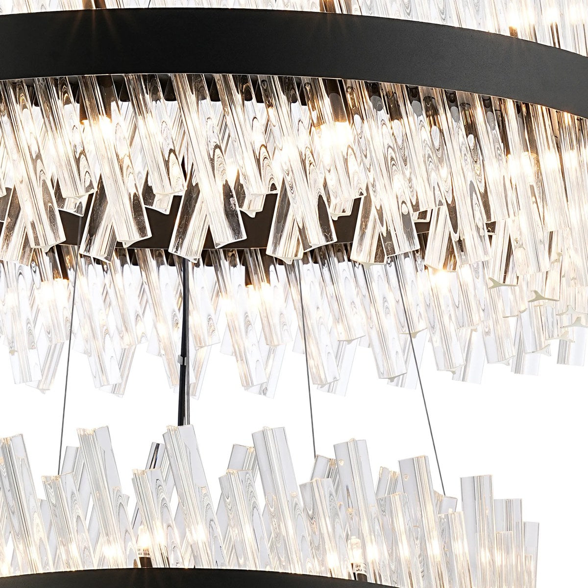 Regent Chatou 3 Tier 52 Light 800mm Pendant Light - Satin Black / Clear
