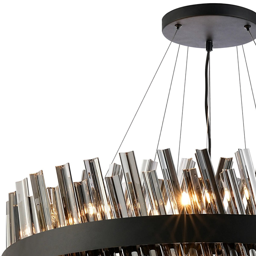 Regent Chatou 3 Tier 52 Light 800mm Pendant Light - Satin Black / Smoke