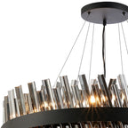 Regent Chatou 3 Tier 52 Light 800mm Pendant Light - Satin Black / Smoke