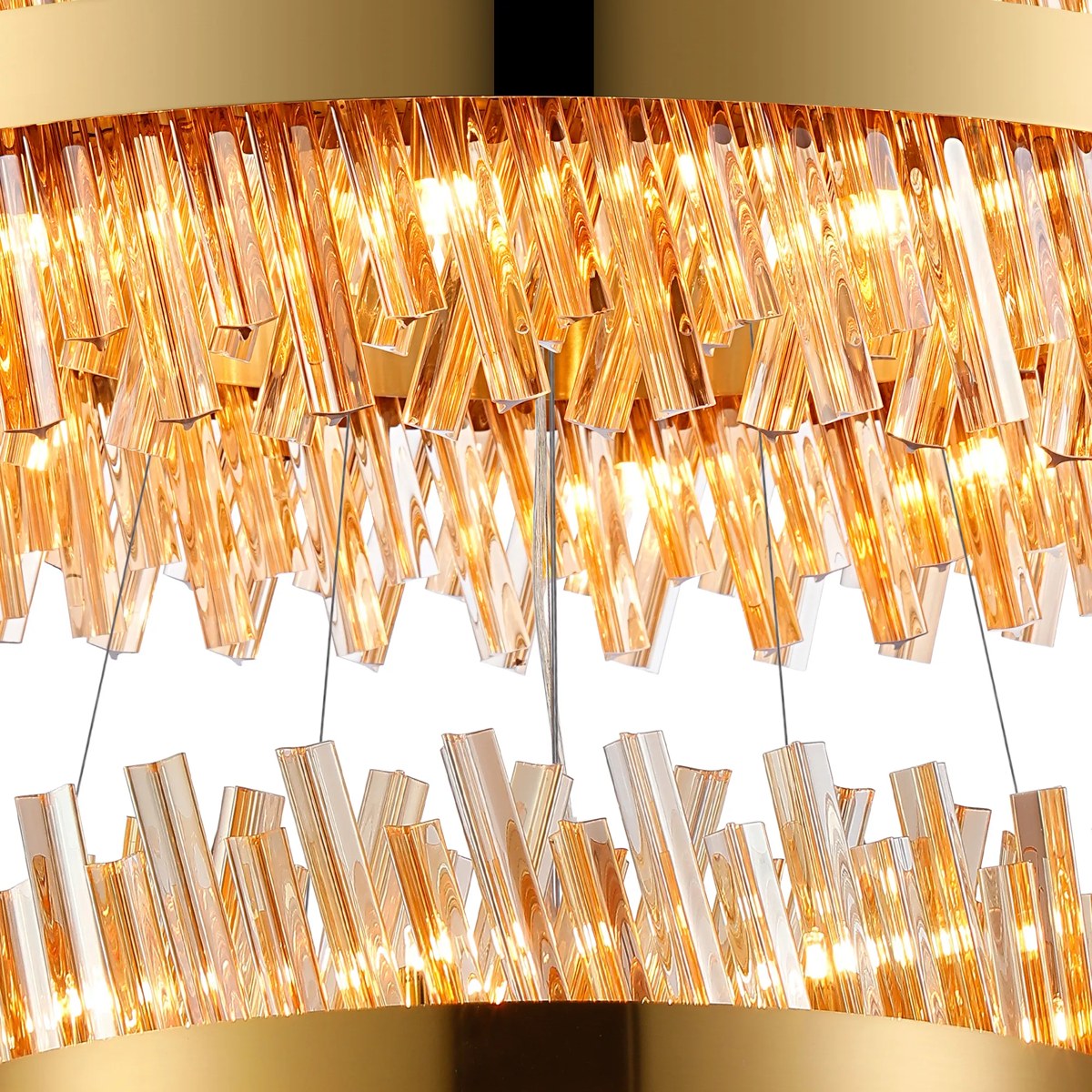 Regent Chatou 3 Tier 52 Light 800mm Pendant Light - Brass / Amber