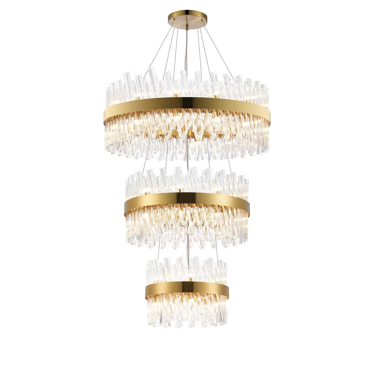 Regent Chatou 3 Tier 52 Light 800mm Pendant Light - Brass / Clear
