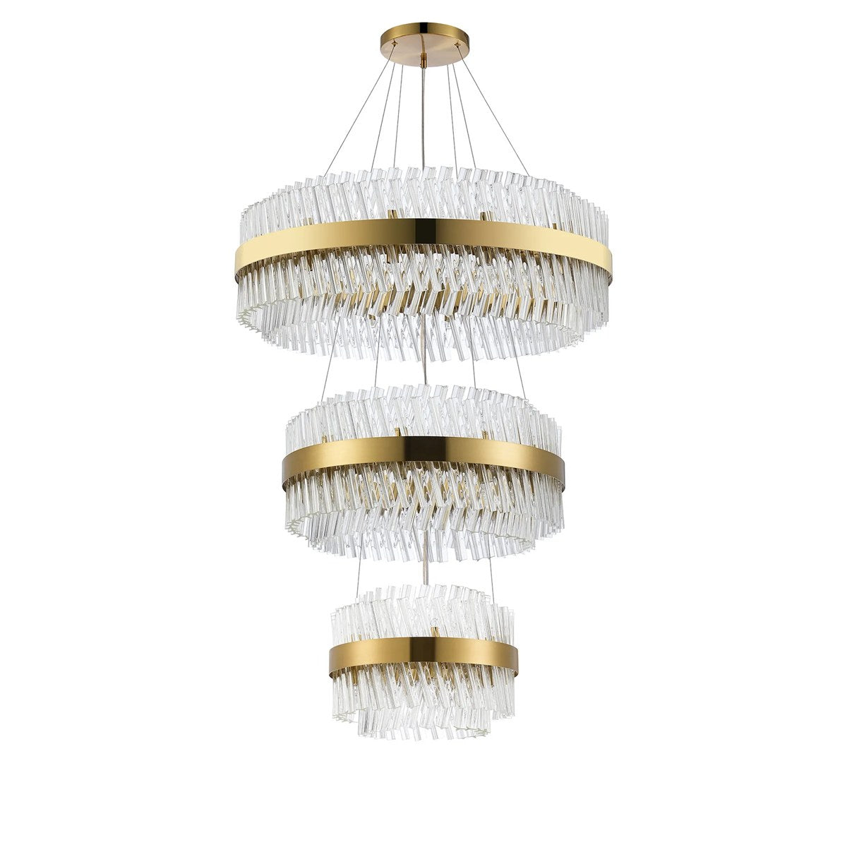 Regent Chatou 3 Tier 52 Light 800mm Pendant Light - Brass / Clear