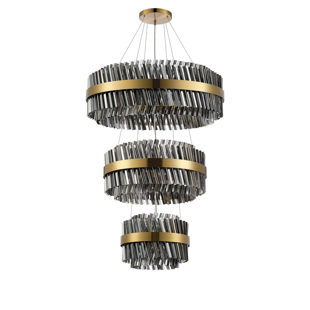 Regent Chatou 3 Tier 52 Light 800mm Pendant Light - Brass / Smoke
