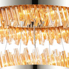 Regent Chatou 3 Tier 52 Light 800mm Pendant Light - Polished Nickel / Amber