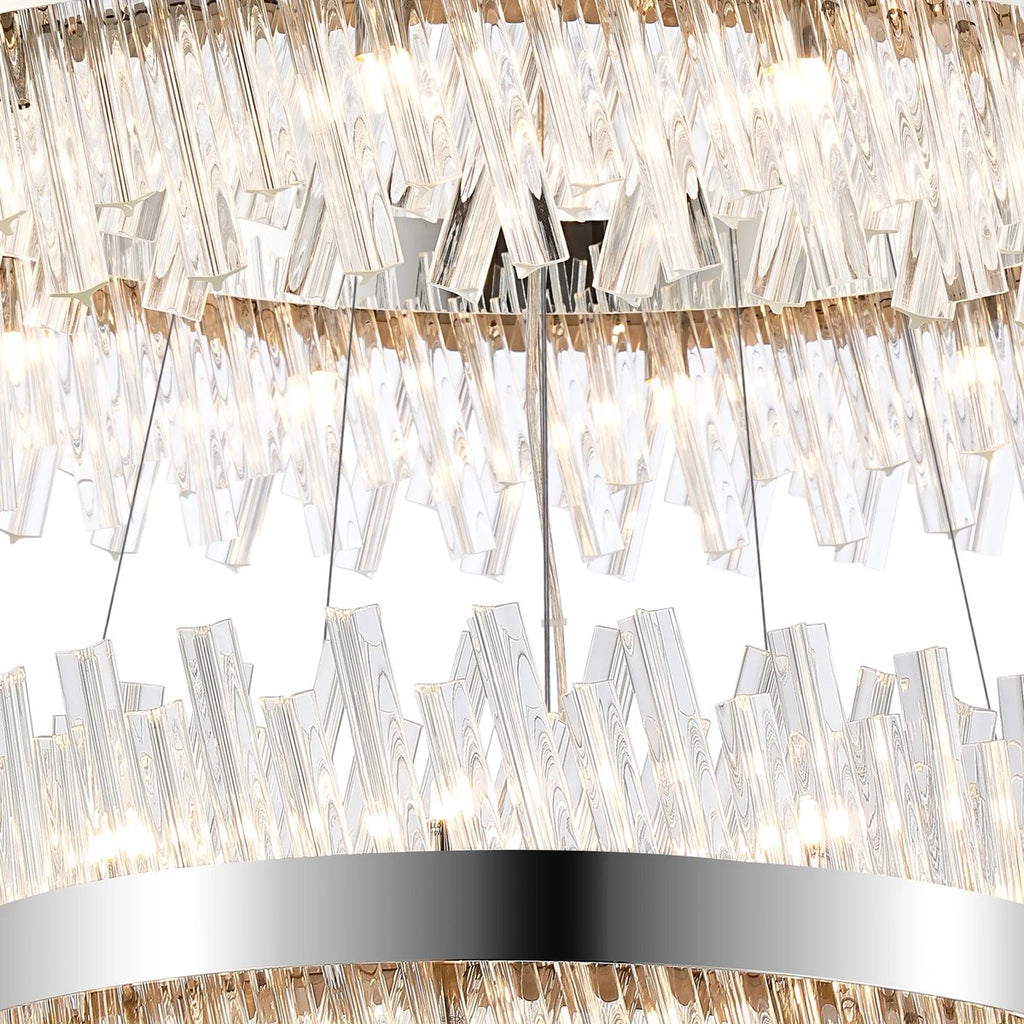 Regent Chatou 3 Tier 52 Light 800mm Pendant Light - Polished Nickel / Clear