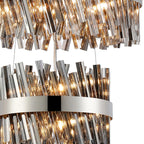 Regent Chatou 3 Tier 52 Light 800mm Pendant Light - Polished Nickel / Smoke