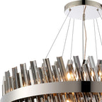 Regent Chatou 3 Tier 52 Light 800mm Pendant Light - Polished Nickel / Smoke
