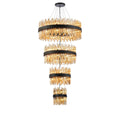 Regent Chatou 4 Tier 58 Light Pendant Light - Satin Black / Amber