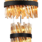 Regent Chatou 4 Tier 58 Light Pendant Light - Satin Black / Amber
