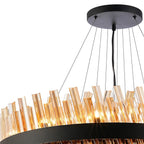Regent Chatou 4 Tier 58 Light Pendant Light - Satin Black / Amber