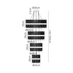 Regent Chatou 4 Tier 58 Light Pendant Light - dimensions