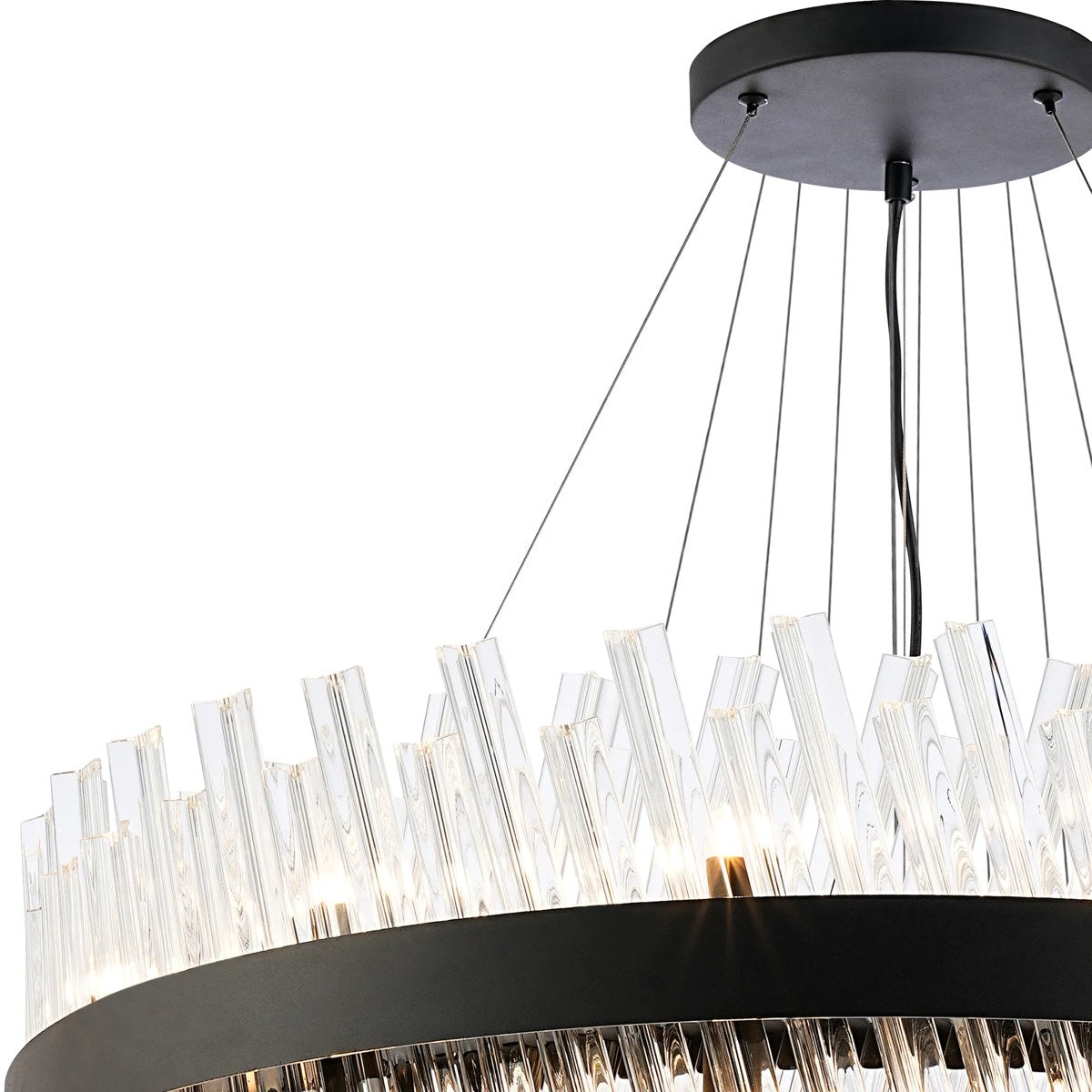 Regent Chatou 4 Tier 58 Light Pendant Light - Satin Black / Clear