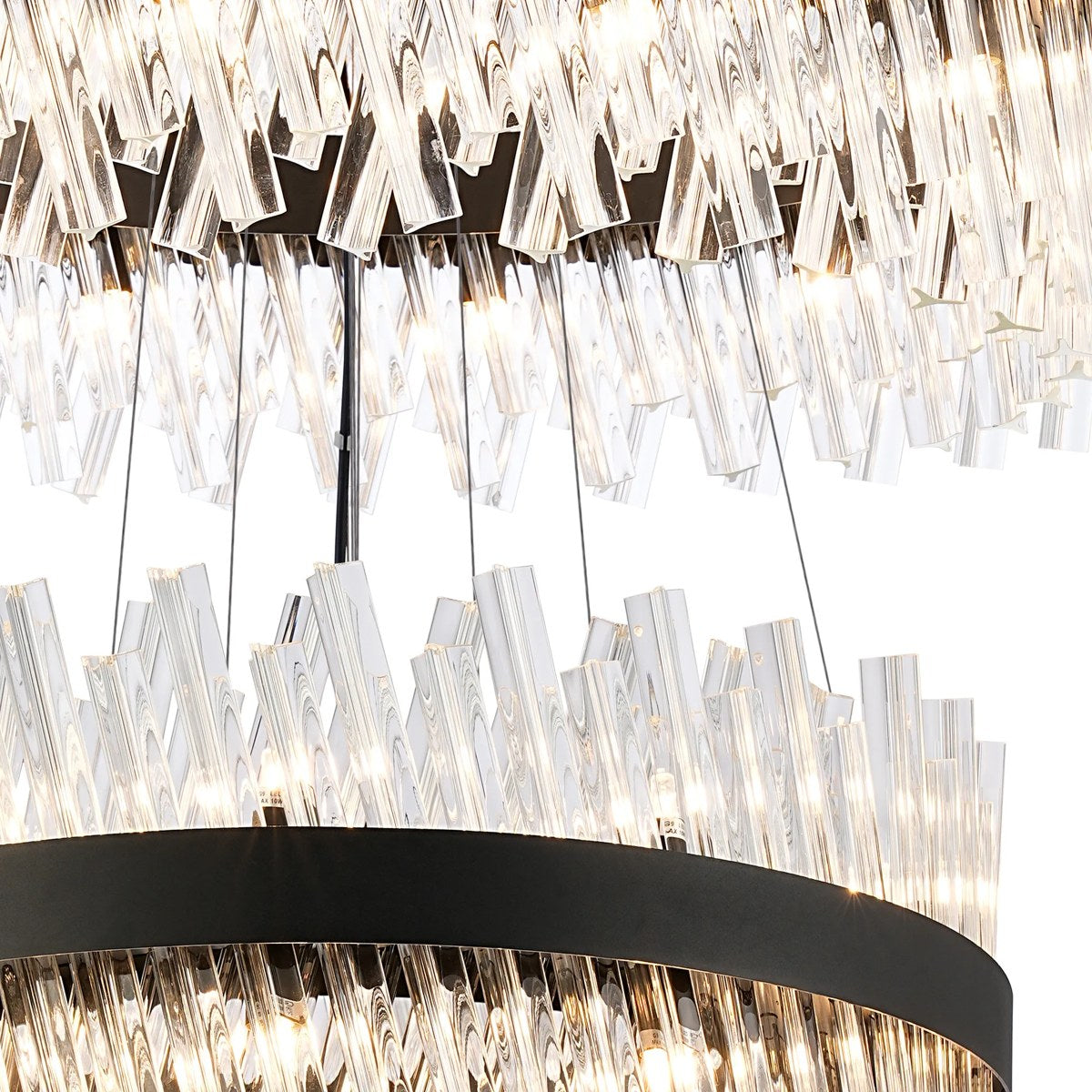 Regent Chatou 4 Tier 58 Light Pendant Light - Satin Black / Clear