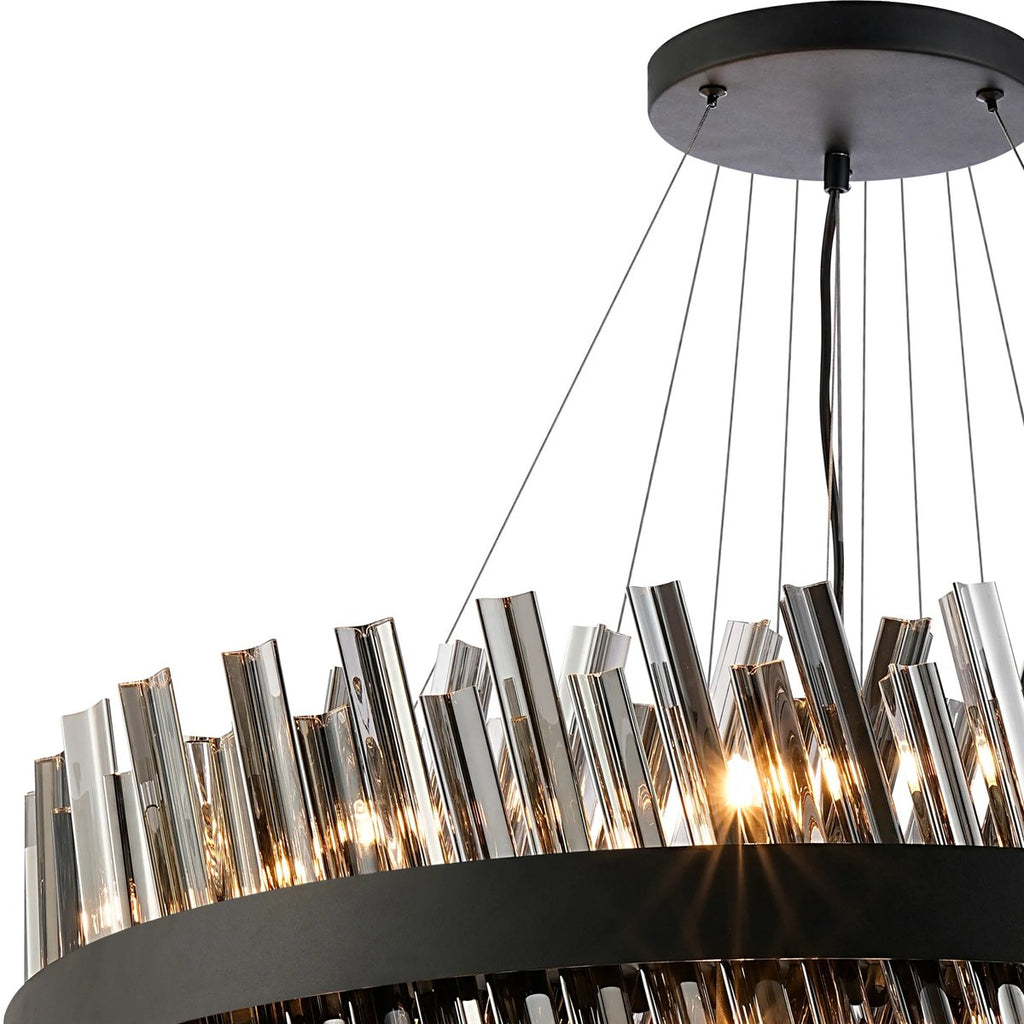 Regent Chatou 4 Tier 58 Light Pendant Light - Satin Black / Smoke