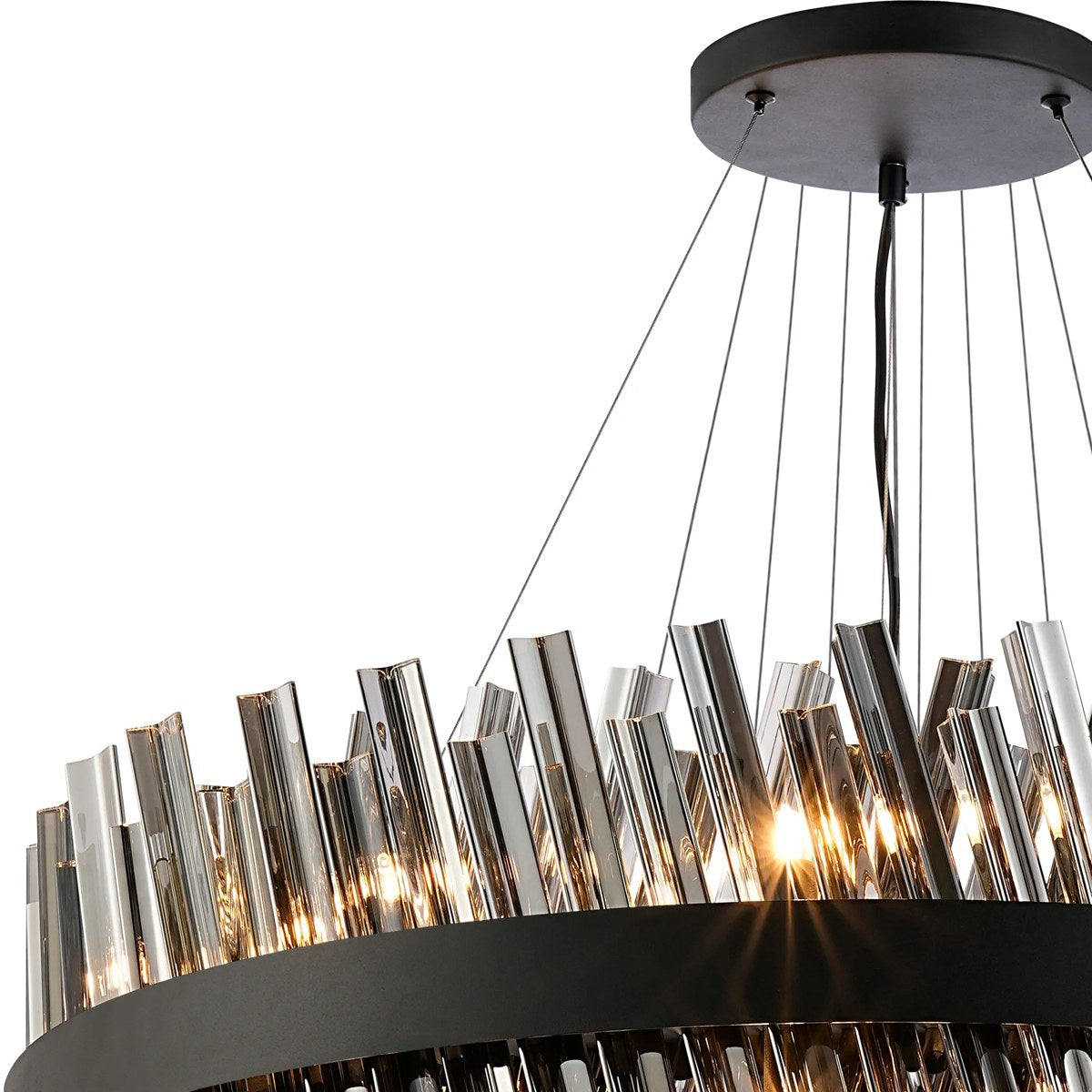 Regent Chatou 4 Tier 58 Light Pendant Light - Satin Black / Smoke