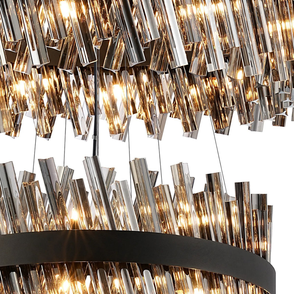 Regent Chatou 4 Tier 58 Light Pendant Light - Satin Black / Smoke