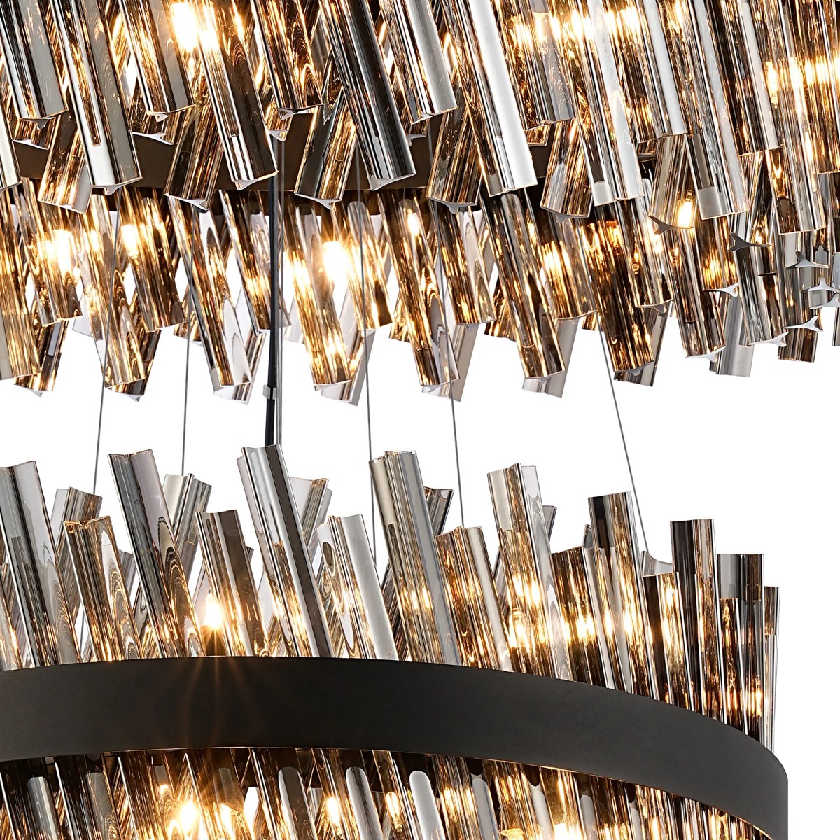 Regent Chatou 4 Tier 58 Light Pendant Light - Satin Black / Smoke