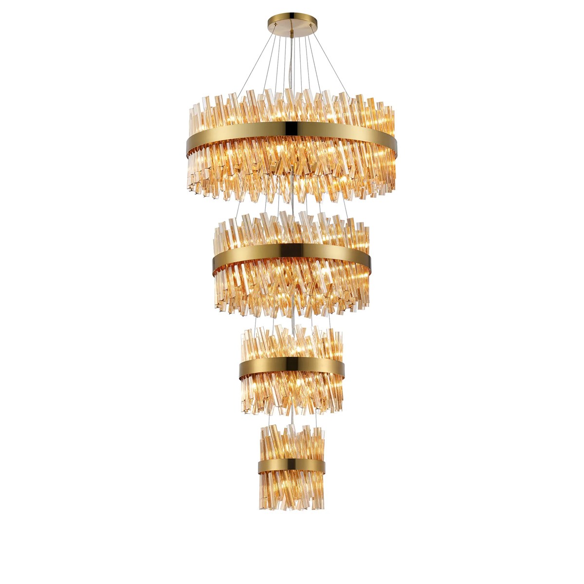 Regent Chatou 4 Tier 58 Light Pendant Light - Brass / Amber