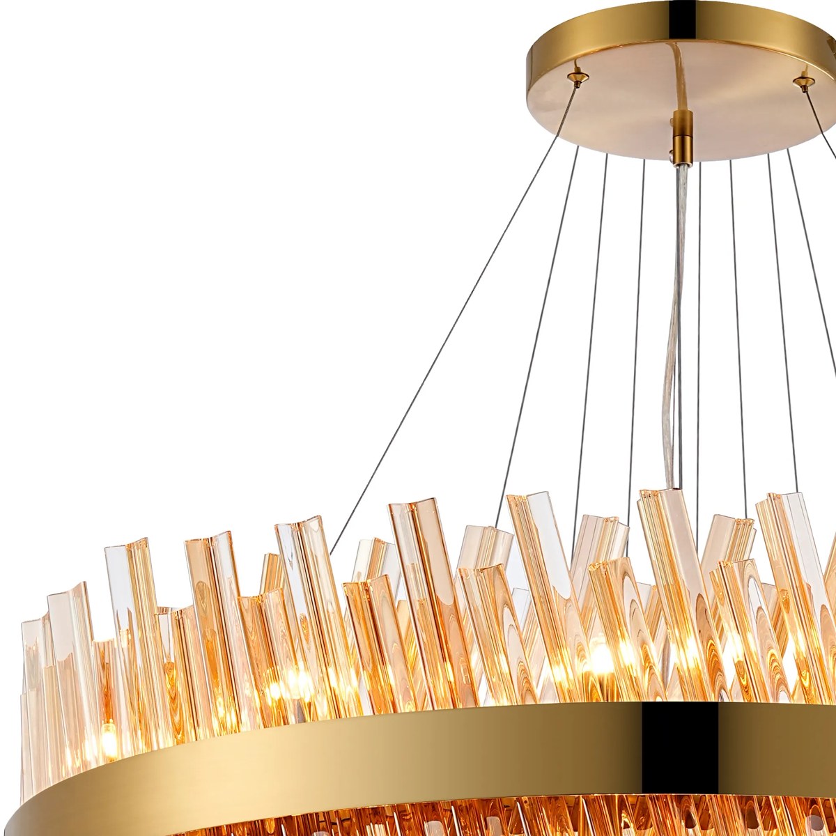 Regent Chatou 4 Tier 58 Light Pendant Light - Brass / Amber